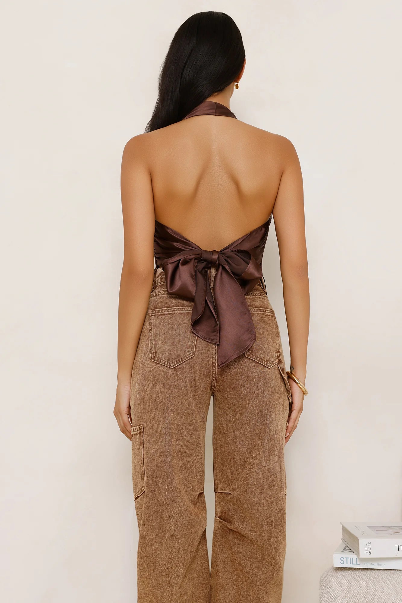 Serenity Sands Satin Halter Top Brown
