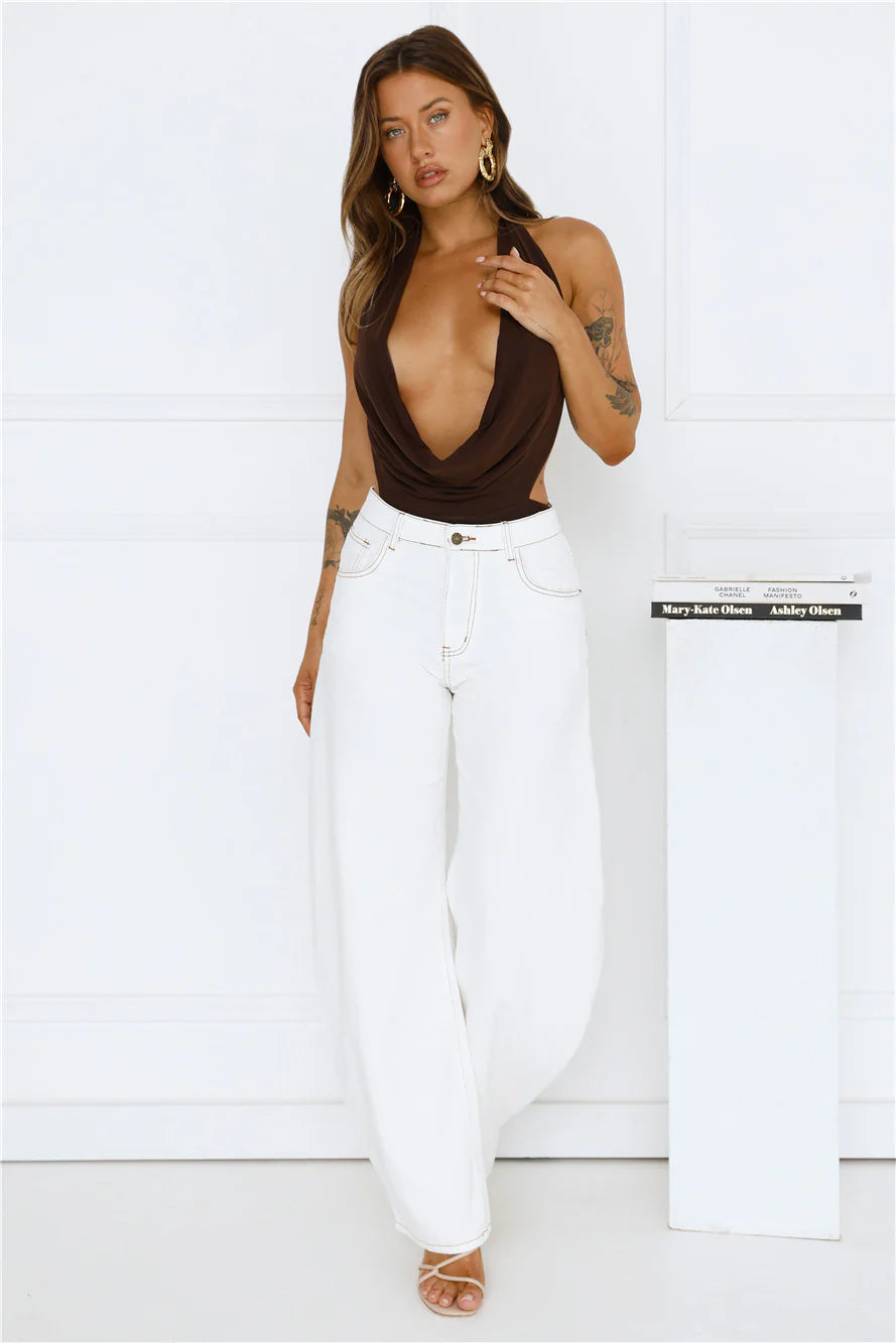 Style Stunner Halter Bodysuit Brown