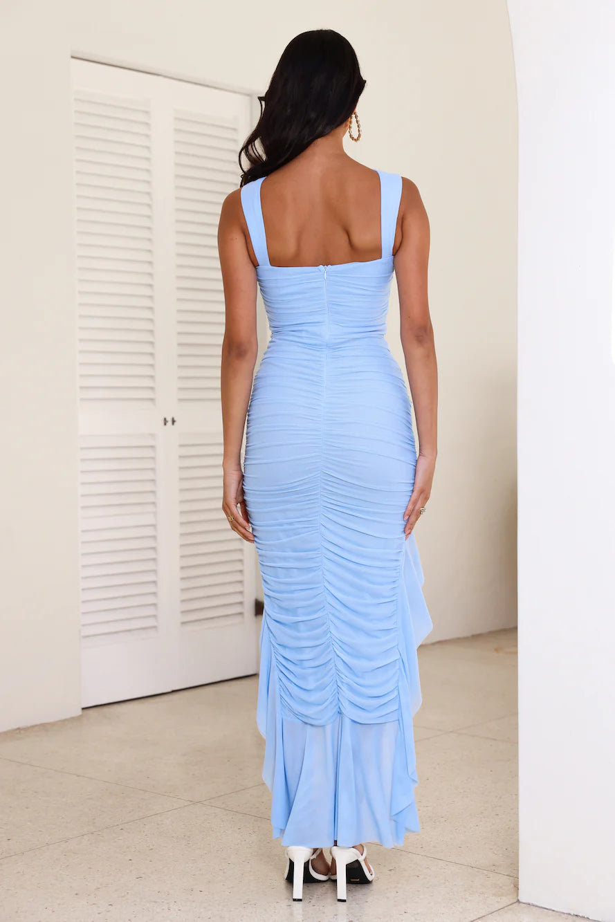 She's Worth It Mesh Maxi Dress Blue
