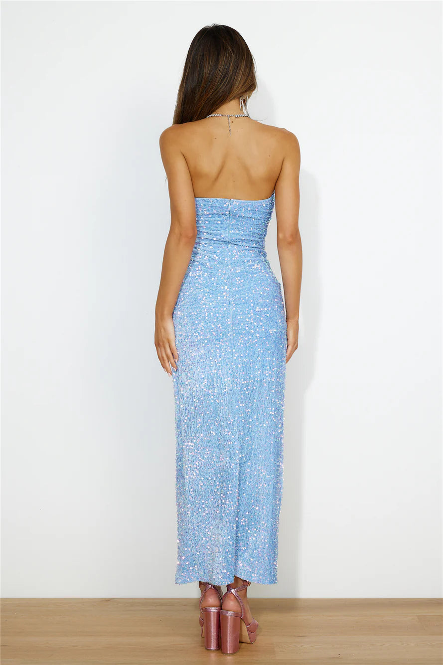 Sparkle From Far Sequin Maxi Dress Blue