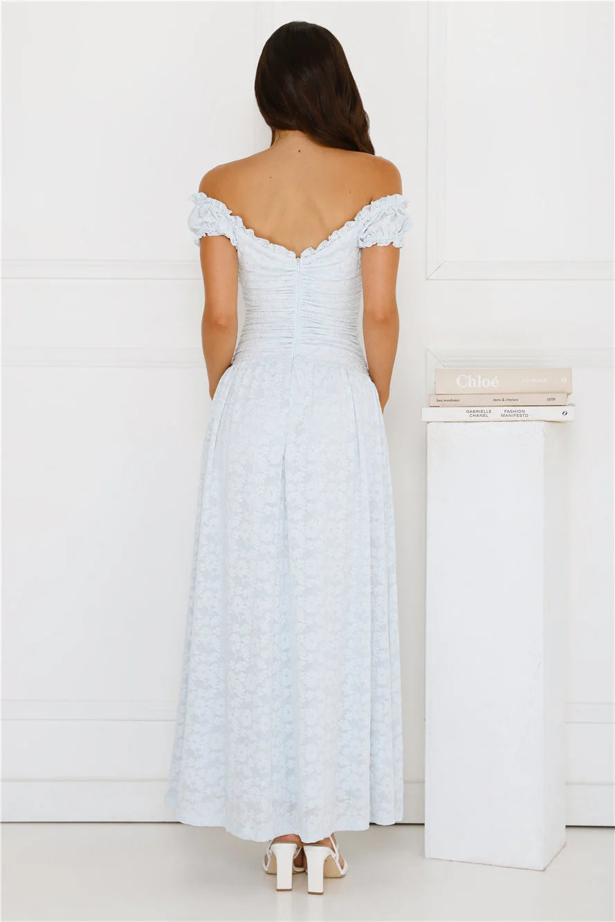 Soft Serve Off Shoulder Maxi Dress Blue