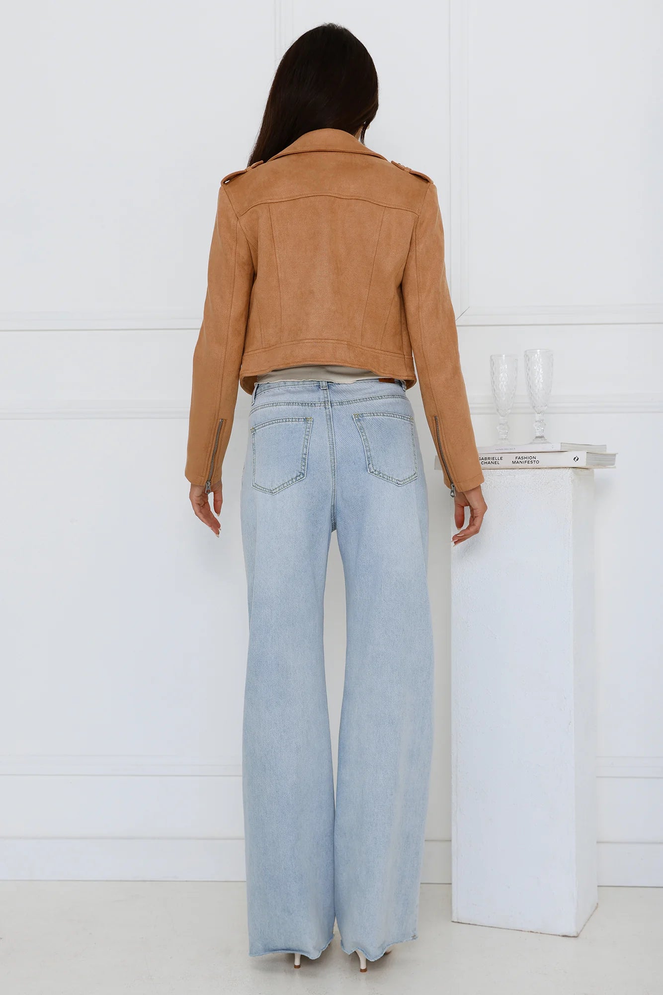 Seeking Thrills Biker Jacket Camel