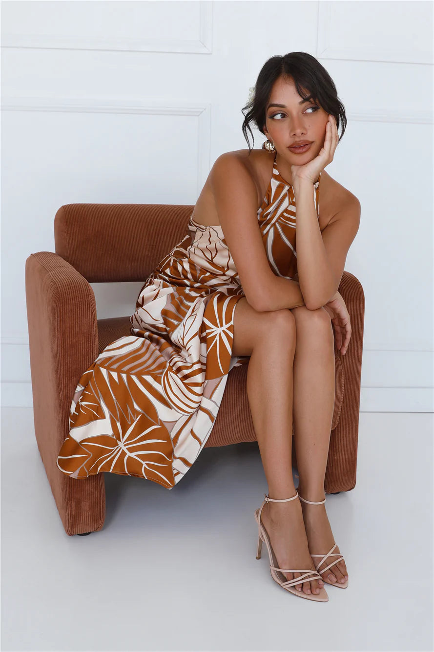Show A Little Love Halter Maxi Dress Brown