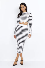 Set On You Knitted Midi Skirt White