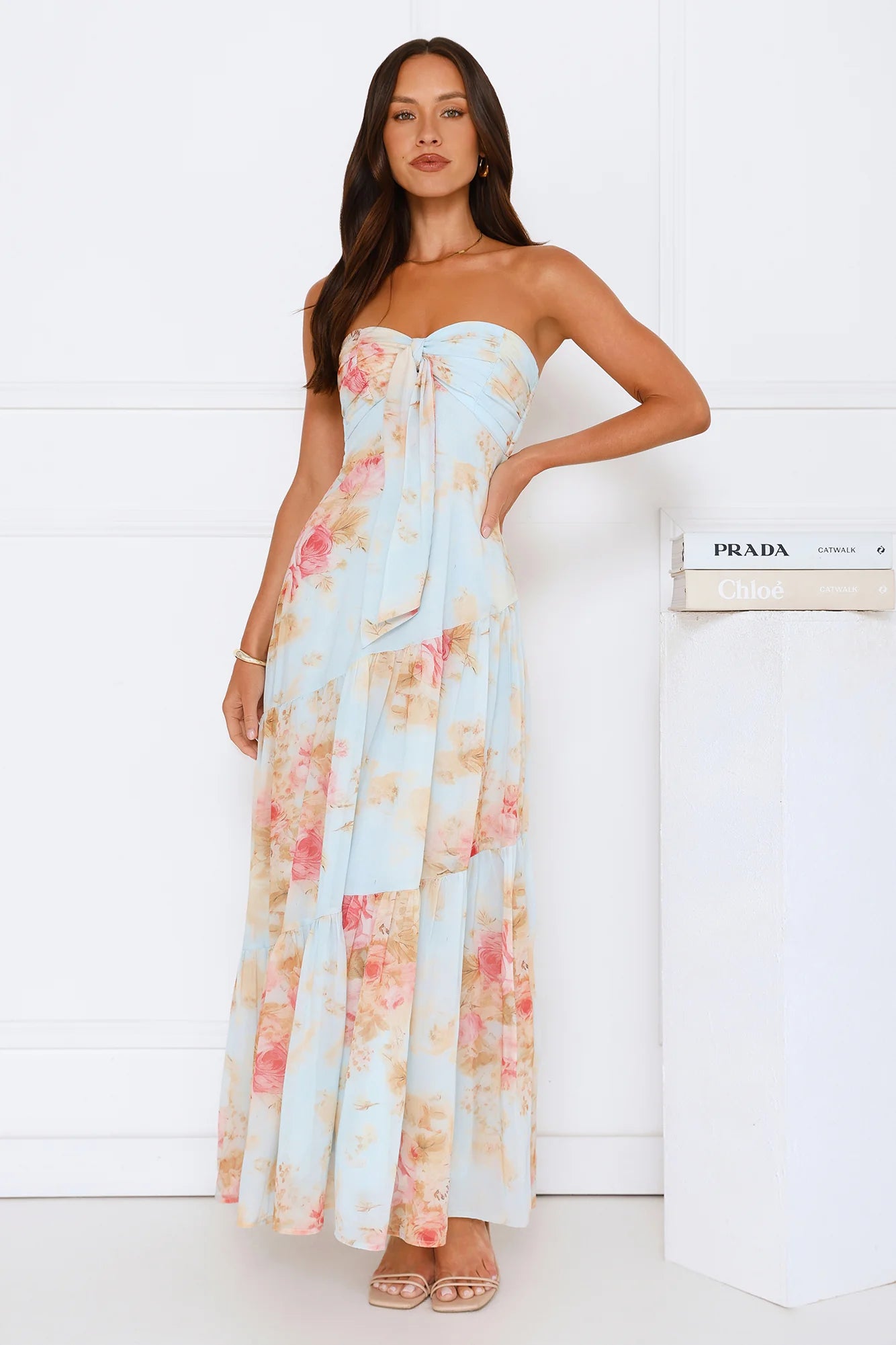 She's the Blueprint Strapless Maxi Dress Print
