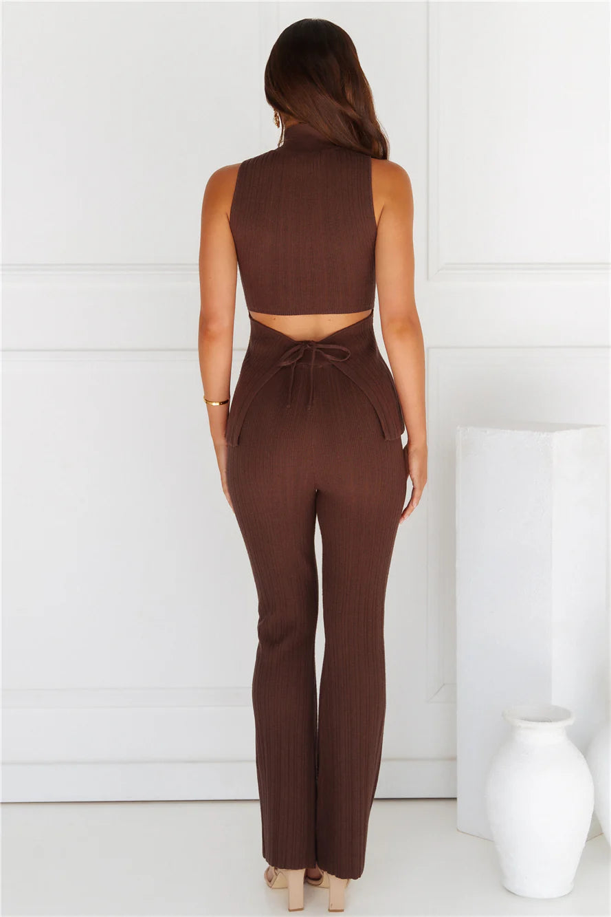 Star Power Ribbed Pants Brown