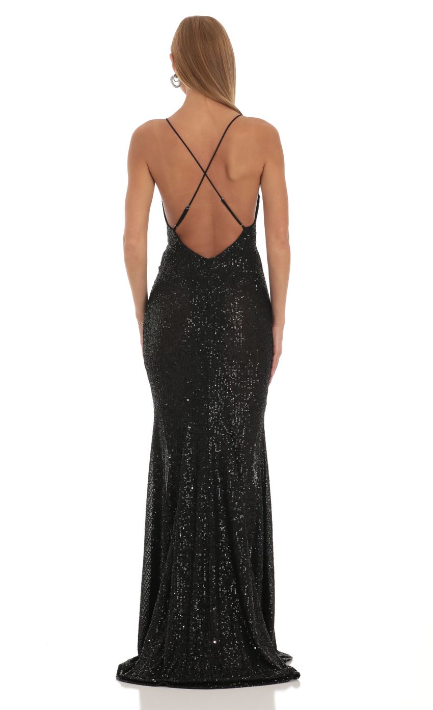 Sequin Mermaid Dress in Black