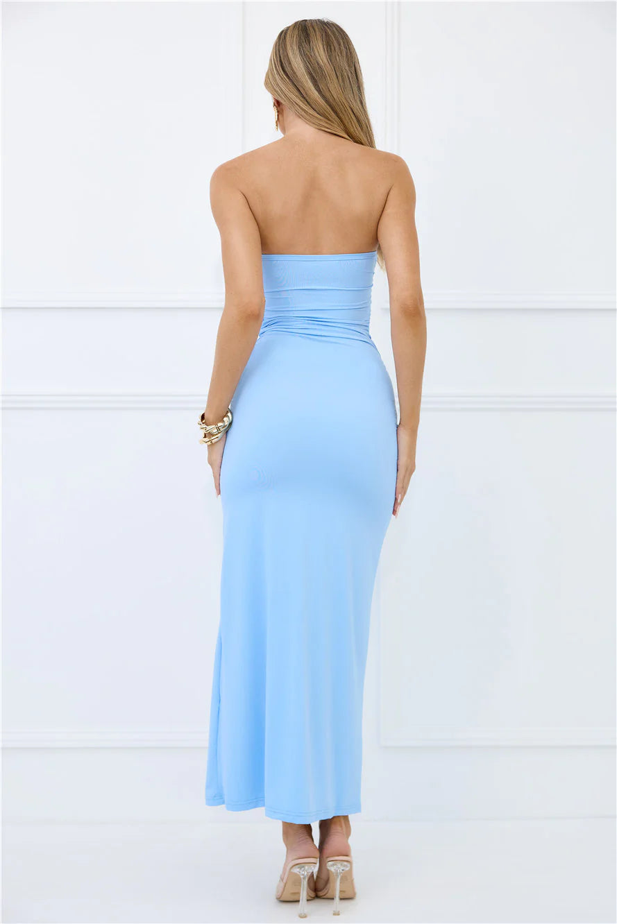 Stylish Days Strapless Maxi Dress Blue