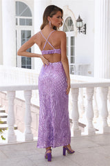 Shining Now Sequin Maxi Dress Purple