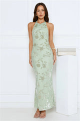 Silk Envy Halter Maxi Dress Sage