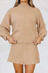 Seasonal Style Knit Mini Skirt Natural