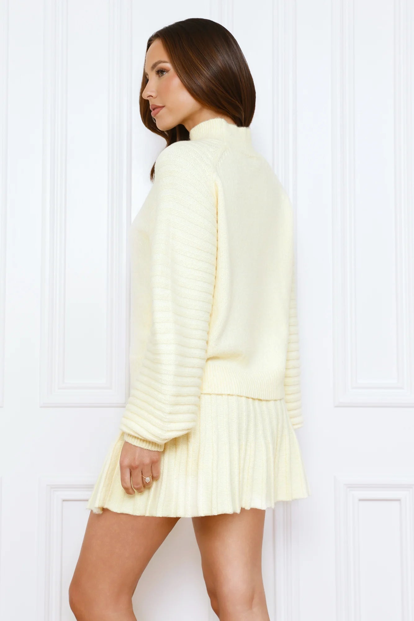 Seasonal Style Knit Mini Skirt Yellow