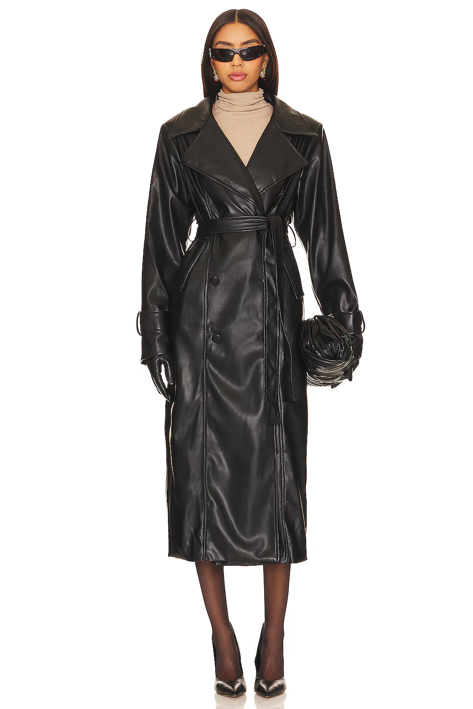 Tyra Faux Leather Trench