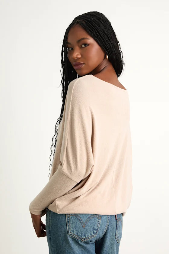 Verla Navy Blue Dolman Sleeve Sweater Top