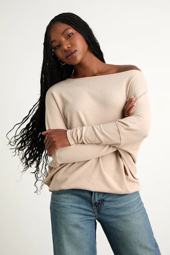 Verla Navy Blue Dolman Sleeve Sweater Top